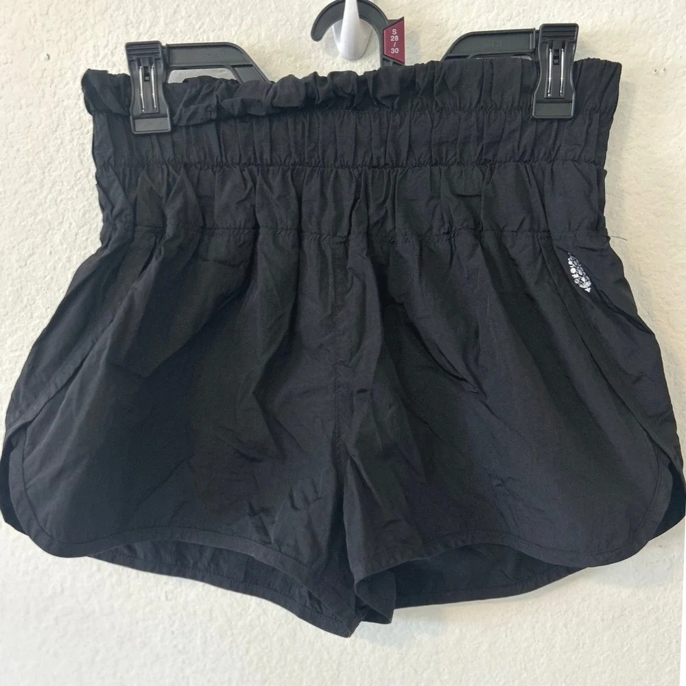FP Movement Free People The Way Home Shorts Black High Rise Smocked Waist Sz M
